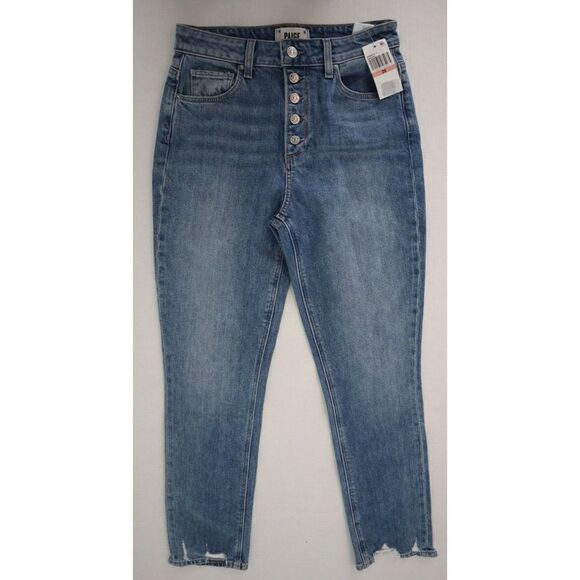 PAIGE 4593635 Women Sz 26 Darcene Blue Sarah Slim Exposed Button Fly Jeans $239+ - Picture 1 of 9